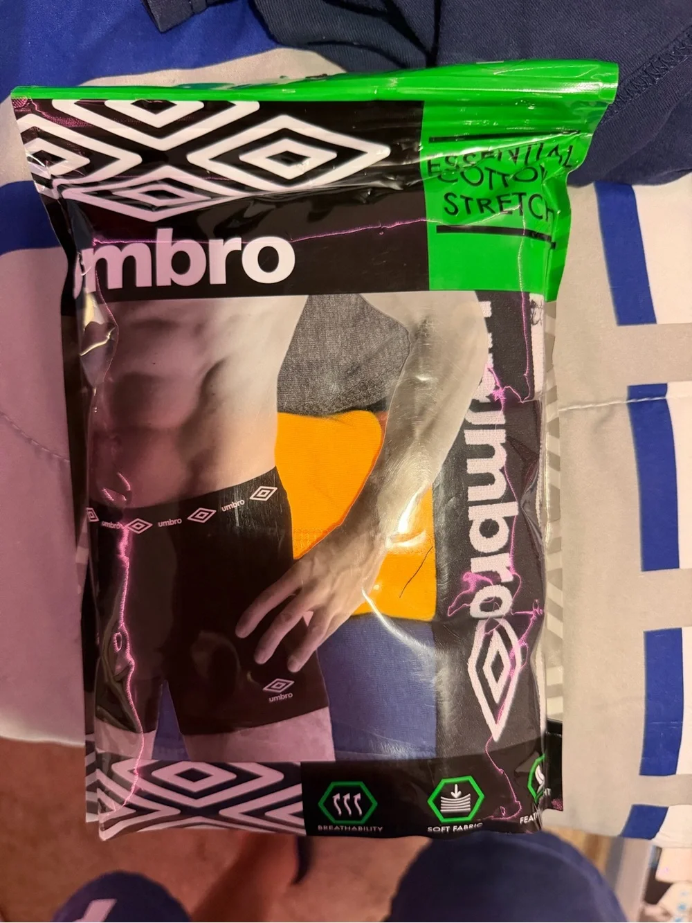 Lot of 2 Umbro 3-Pack Men’s Boxer Briefs – Black, Blue, Yellow